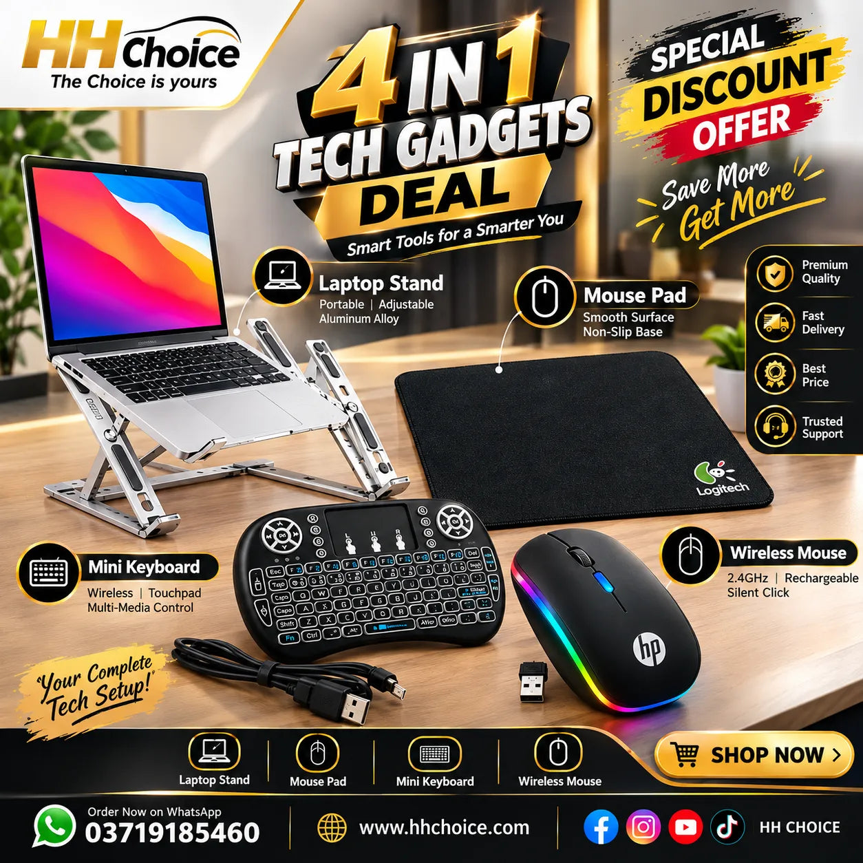 HH Choice 4 in 1 Tech Gadgets Bundle – Complete desk setup with special discount offer