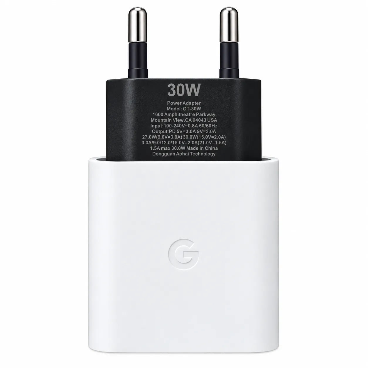 Google 30W USB-C Charger OT-30W Power Delivery Box Front View