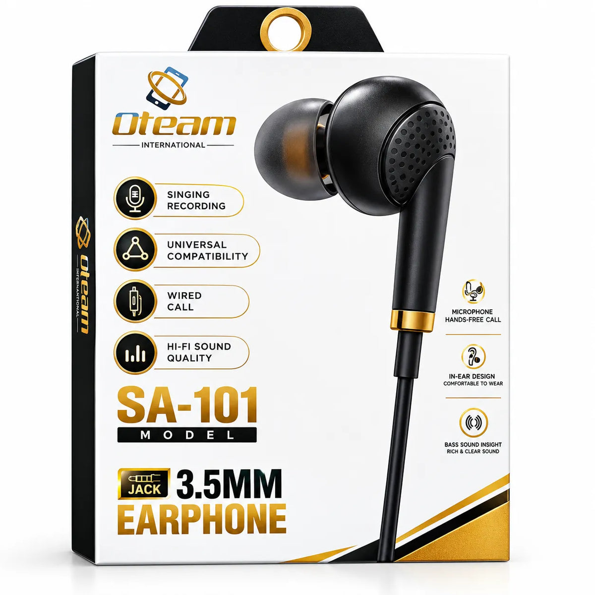 Oteam SA-101 3.5mm Wired Earphone Hi-Fi Bass Built-in Mic Universal Compatibility Pakistan