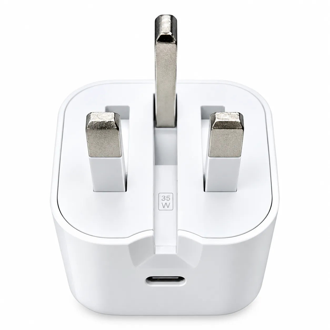 35W USB-C Power Adapter Folding Pins UK Plug White Front View